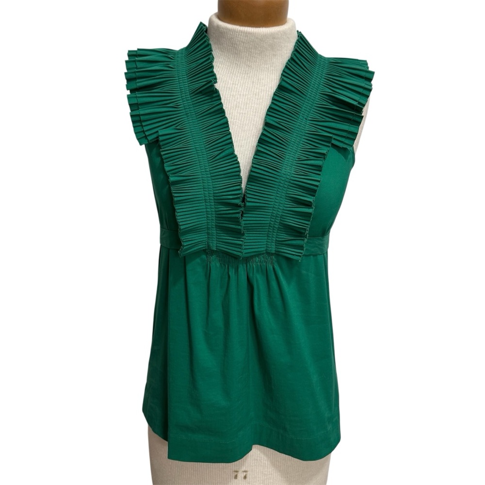BCBG Maxazria Ruffle Front Blouse Top Women XS Office Night Out